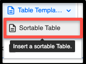 Sortable Table