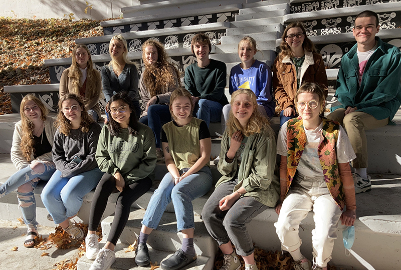Art students at Ohio University smile in a group pose