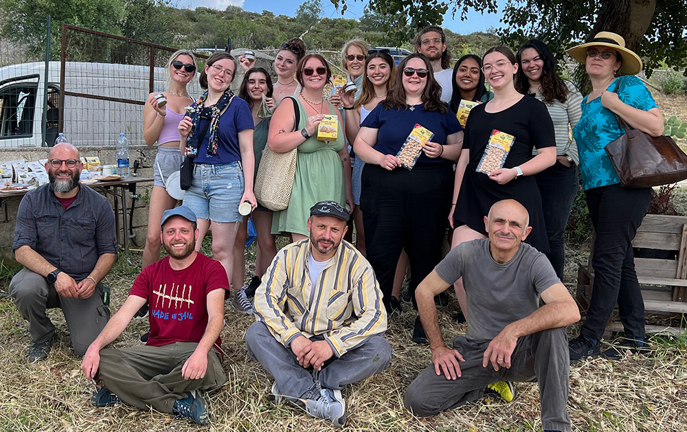 Students pose for a picture in Sicily.