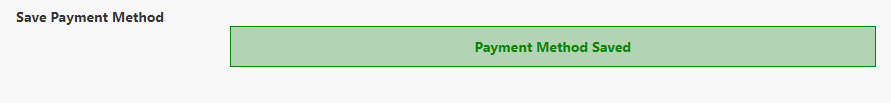 Screenshot of Successful Saved Payment Method