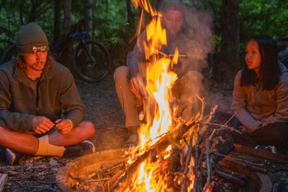 ohio students around a campfire