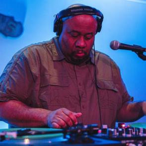 J Rawls at a turntable