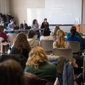Students in a classroom listening to a lecture