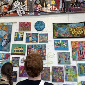Students admire art at Passion Works Studio