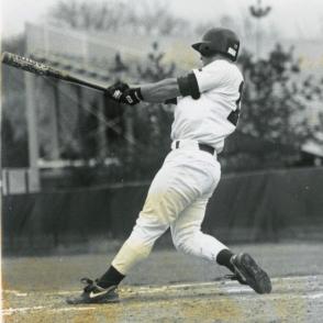Josh Sorge swinging baseball bat.