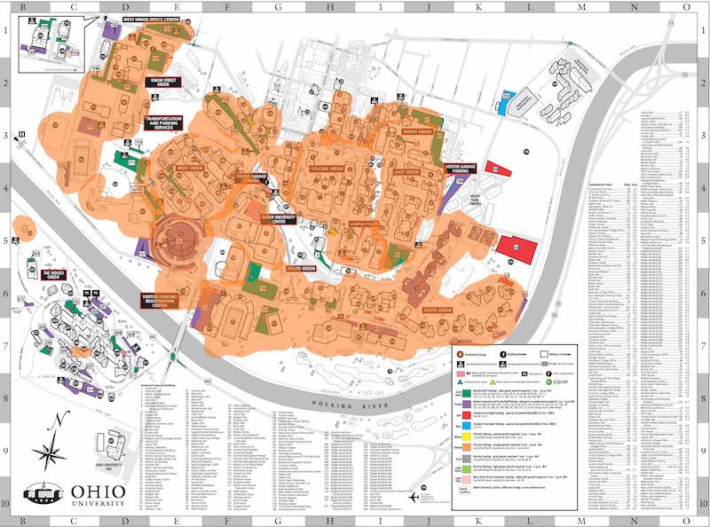 Map of Athens campus outdoor wi-fi coverage