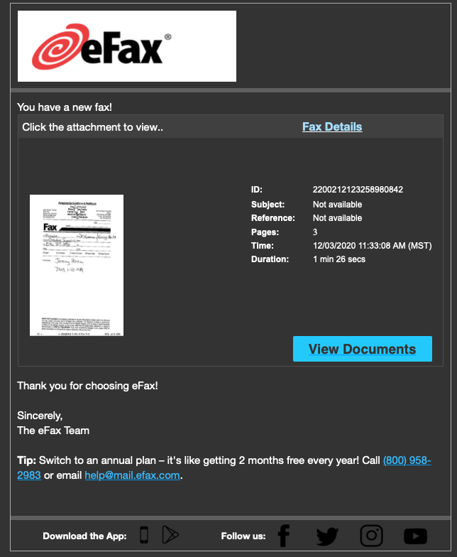 You have a new fax! Click the attachment to view..