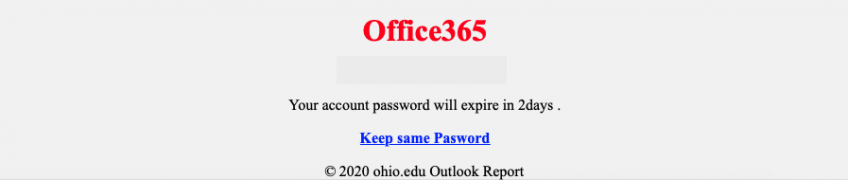 Dear [your ohioid],  Your account password will expire in 2days. Keep same Pasword