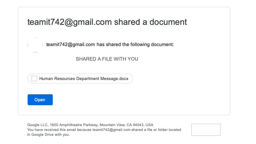 teamit742@gmail.com shared a document. teamit742@gmail.com has shared  the following document Human Resources Department Message.docx