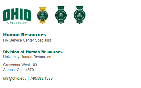 Example of Bobcat Beyond in email signature, showing 3 badges. 