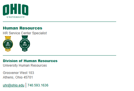 Example of Bobcat Beyond in email signature, showing 1 badge. 