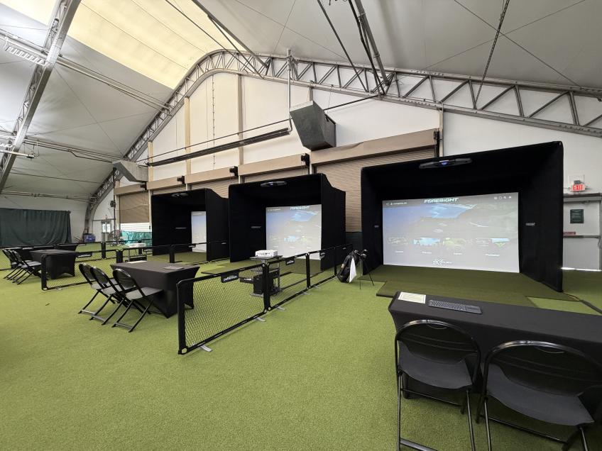 image of the three golf simulators at the Tennis Center