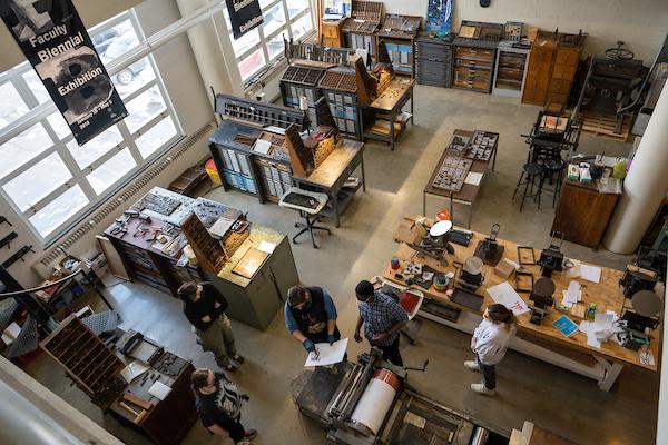 Students in print lab