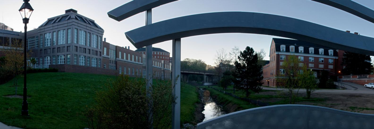 Campus buildings at twilight