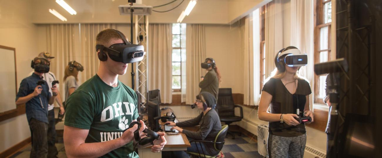 People wearing VR headsets.