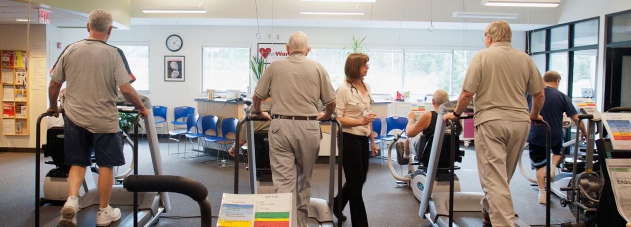 Clients on treadmills at HeartWorks