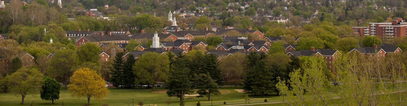 An aerial view of Ohio University's South Green