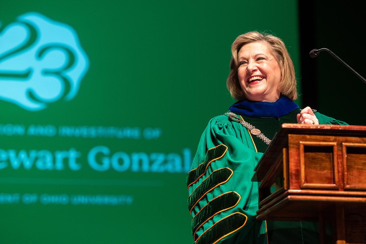 Dr. Lori Gonzalez smiling at her Investiture ceremony