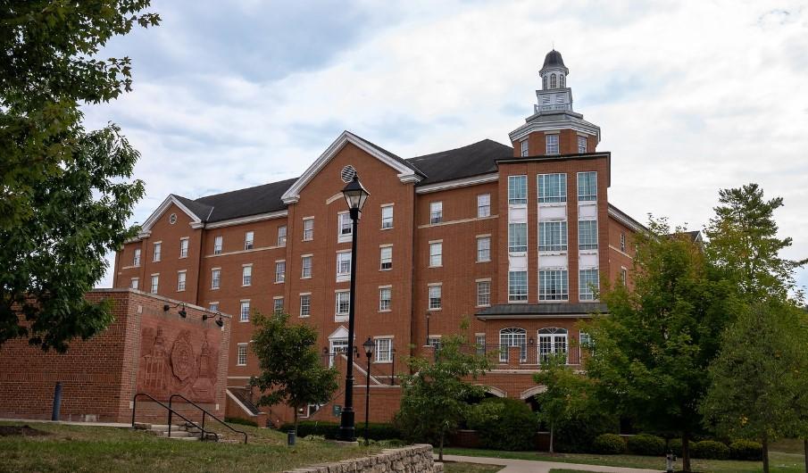 exterior view of Adams Hal from South Green Drive