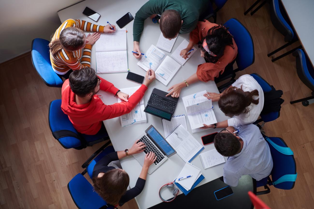 College Students Working at a Desk