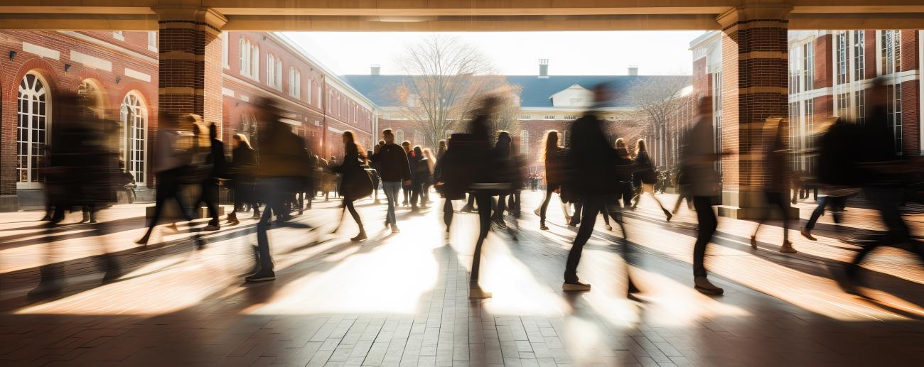 Students Walking Between Buildings