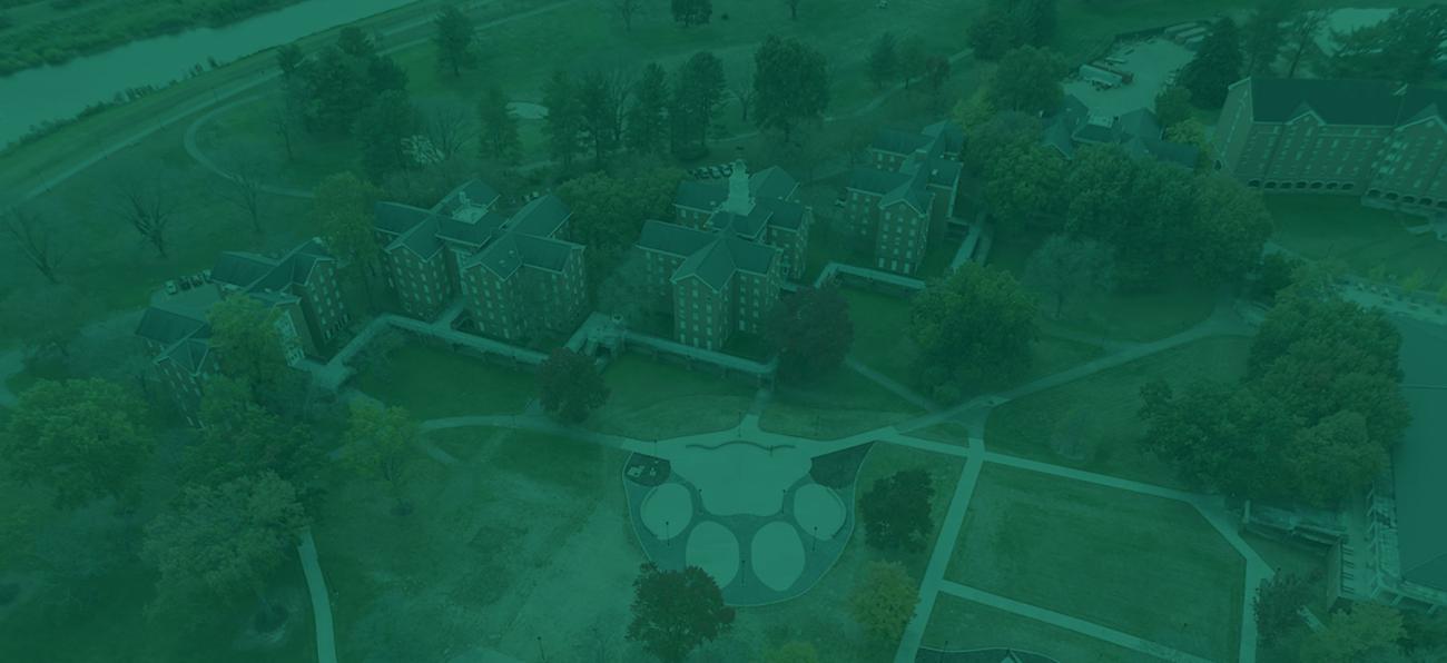 Aerial view of residence halls at Ohio University