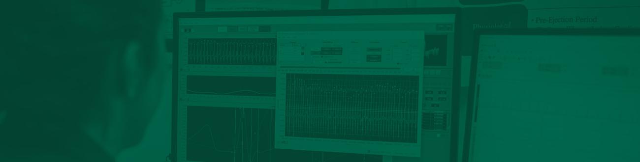man looking at graphs on a computer screen