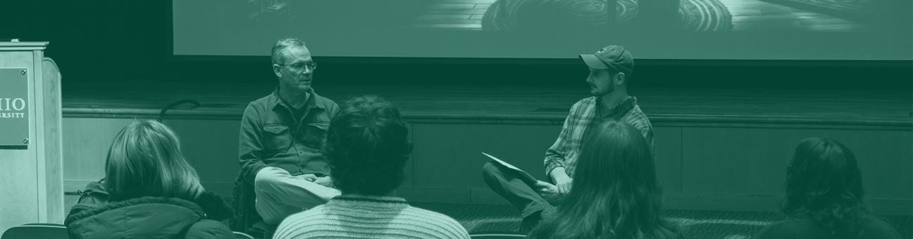 Expert in Residence, Robb Roby, holds a fireside chat in the Baker Center Theater.