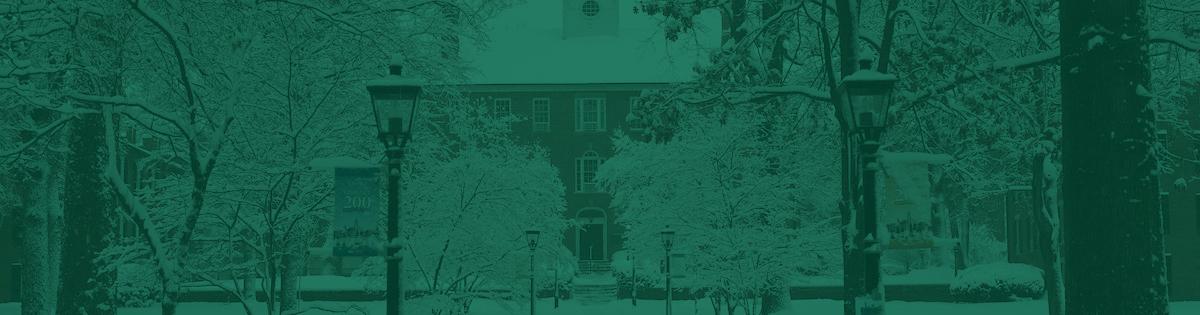 Cutler Hall in the snow.