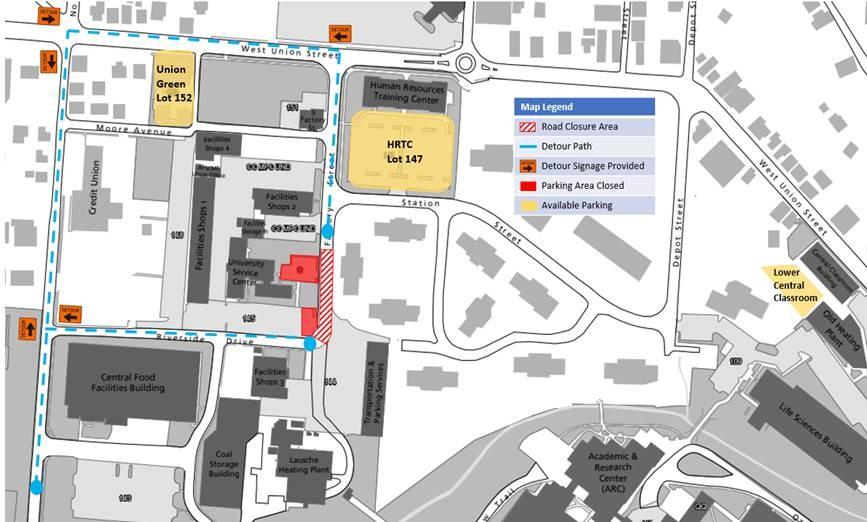 Map Showing road closures
