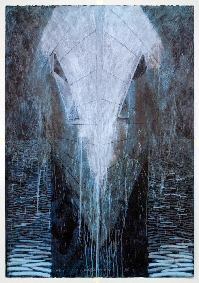Adrift, 1996, Robert Stackhouse (American, b. 1942), lithograph, 44.25” x 30.25” 112.4cm x 76.8cm, KMA 2013.06.02