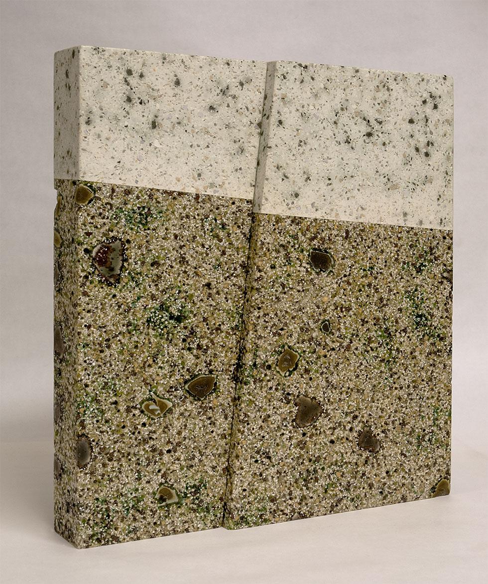 Foel Fenlli, 2010, David Binns, kiln-cast waste glass and ceramic aggregates, 15.75 in. high (40cm), other dimensions variable, 2012.05.02.