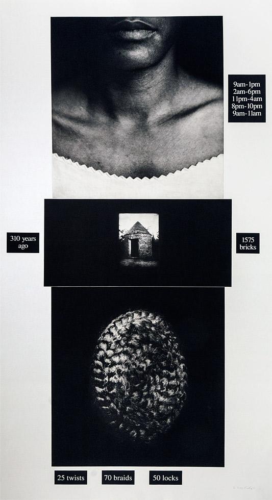 Counting, 1991, Lorna Simpson (American, b. 1960), photogravure and screenprint, 74” x 38” (187.9cm x 96.5cm), published by Brooke Alexander Editions, NYC,  KMA 92.001.2