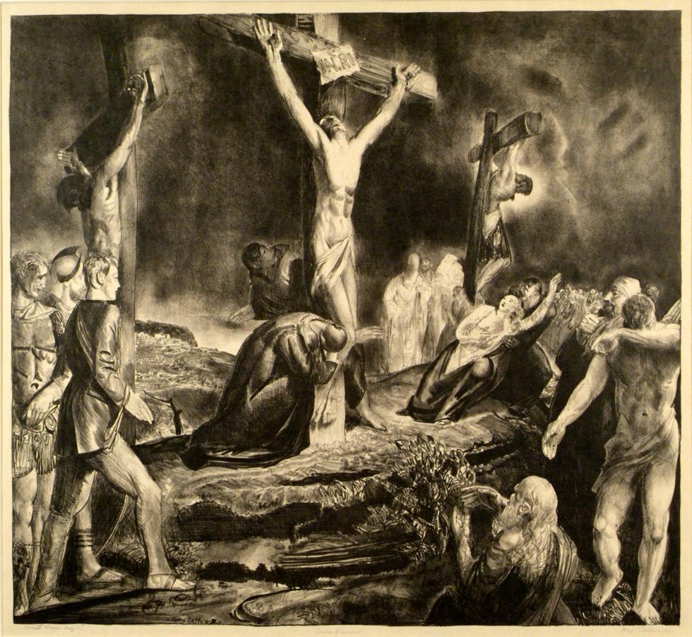 Crucifixion, 1923,  George Bellows (American, 1882-1925), lithograph, 21.5” x 23.75” (54.6cm x 60.3cm), KMA 2005.011.01