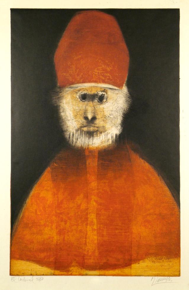 El Cardenal, 1964, Mauricio Lasansky (Argentine, 1914-2012),  engraving, etching, drypoint, soft ground resist, water ground or grease ground, aquatint and electric stippler, 32.875” x 20.875" (83.5cm x 53cm), KMA 75.100.i0