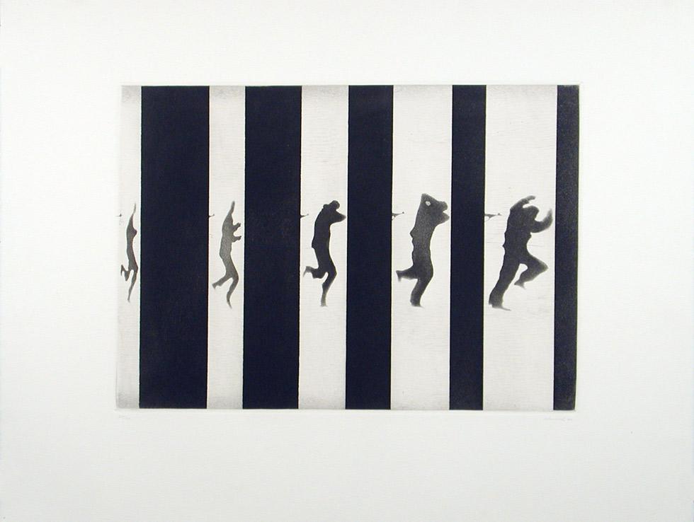 Five Minutes, from Silencio, Silencio suite, 1970, Juan Genoves (Spanish, b. 1930), aquatint, 19.75” x 25.875” (50.2cm x 65.7cm), published by Marlborough Graphics, Vaduz, KMA 74.053K.i1