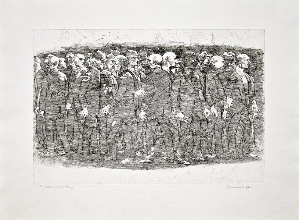 Men Walking, n.d., Bernarda Bryson Shahn (American, 1903-2004), etching, 22.25” x 29.875” 56.5cm x 75.8cm, KMA 2012.06.07
