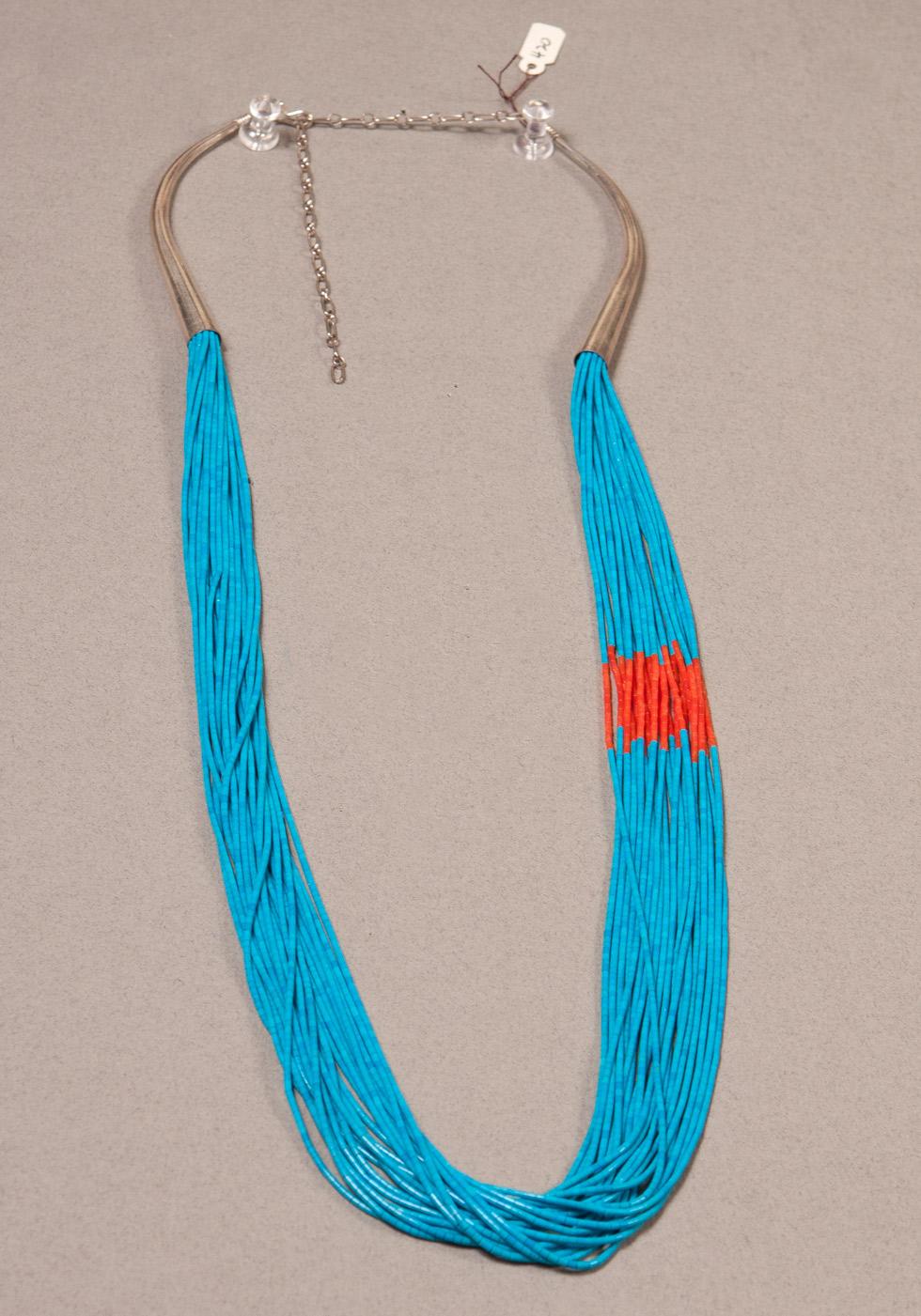 Twenty-Strand Turquoise Heishe with Red Coral, date unknown, maker unknown, 89.016.558. Gift of Edwin L. and Ruth E. Kennedy.