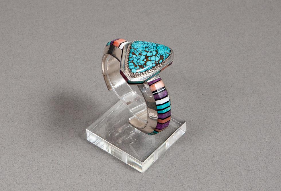 Multicolored Bracelet, date unknown, GIbson Z. Nez, Navajo/Jicarilla Apache, 89.016.692A. Gift of Edwin L. and Ruth E. Kennedy.