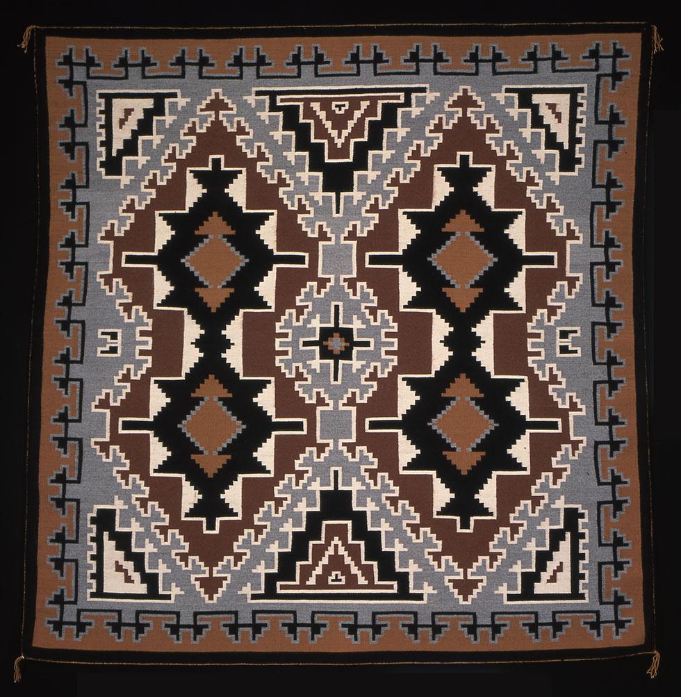 Two Grey Hills Double Pattern, 1980, Lillie Taylor, 70.5 x 71.75in (179 x 182.3cm), 91.023.317. Gift of Edwin L. and Ruth E. Kennedy.