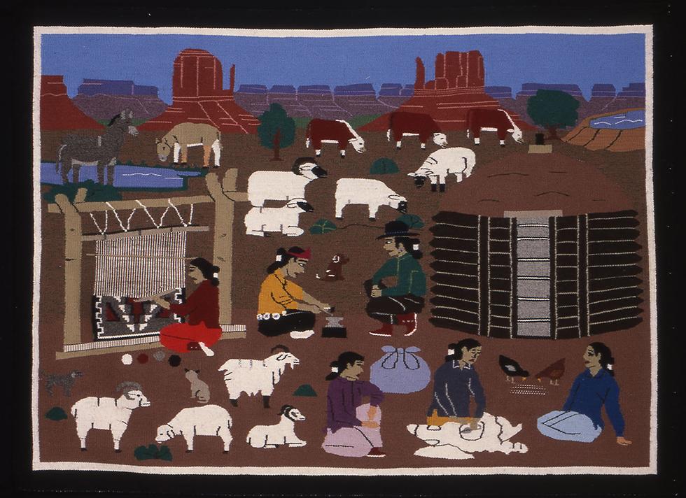 Pictorial Wall Hanging, 20th c., Laura Nez, 42.5 x 57.5in (107.9 x 146cm), 91.023.331. Gift of Edwin L. and Ruth E. Kennedy.