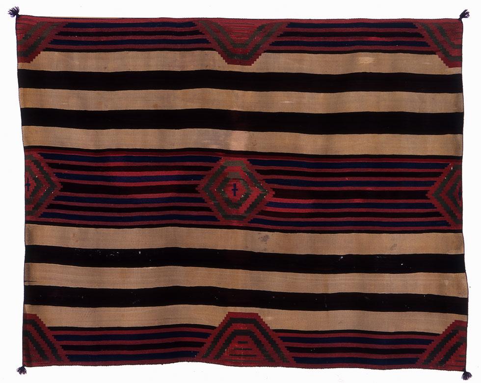 Third Phase Chief Blanket, c. 1865, unknown weaver, 57.5 x 74.5in (146 x 189.2cm), 91.023.187. Gift of Edwin L. and Ruth E. Kennedy.