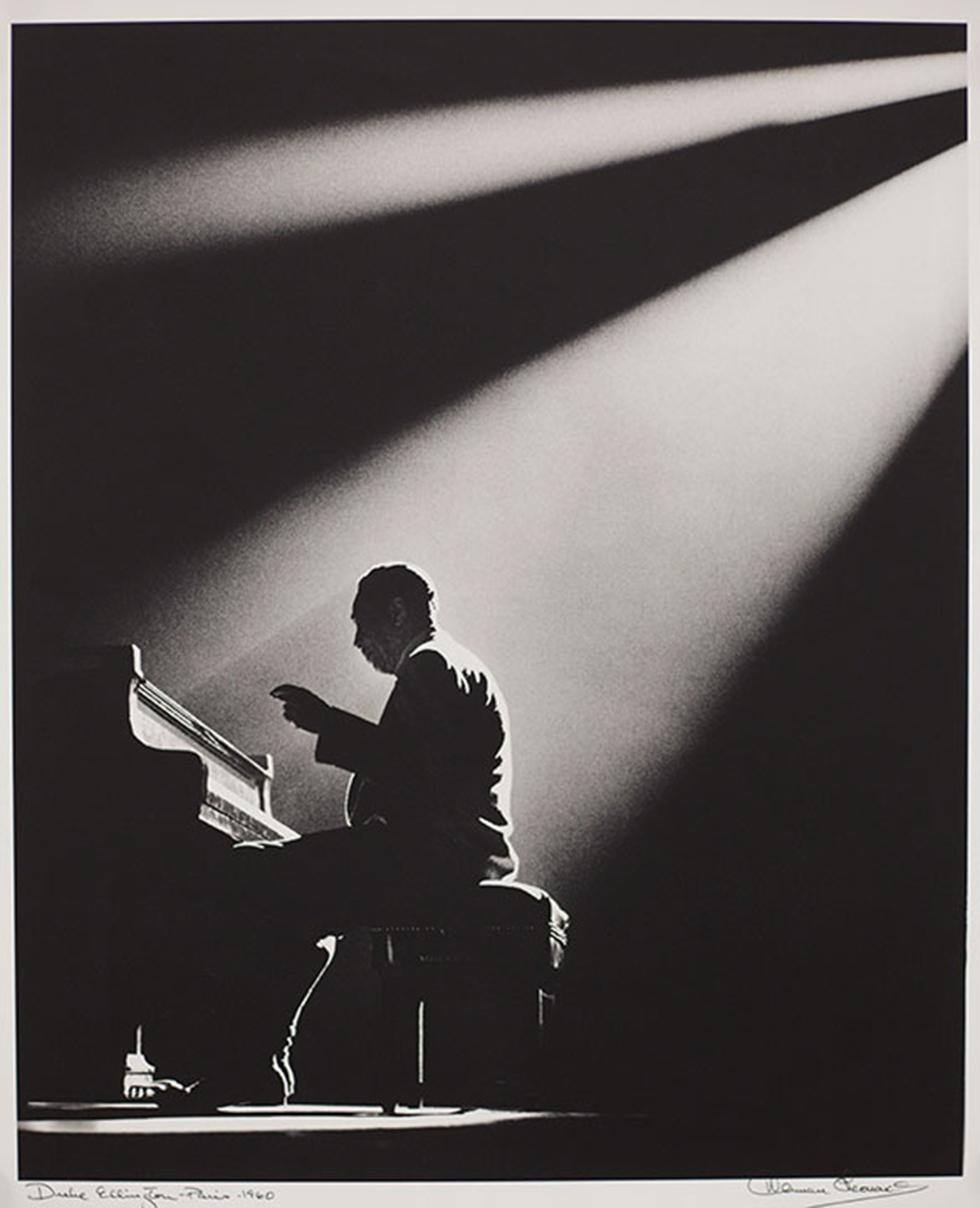 Duke Ellington, Paris, 1958, Herman Leonard, gelatin silver, 20 x 16 in. (50.8 x 40.6cm), 93.004.8. Gift of the artist.