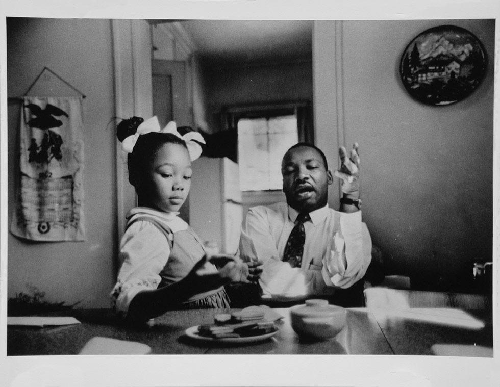 Martin Luther King, Jr. at Home with Daughter, 1962, James H. Karales, gelatin silver, 11 x 14 in. (27.9 x 35.5cm), 2006.01.15. Gift of the artist.