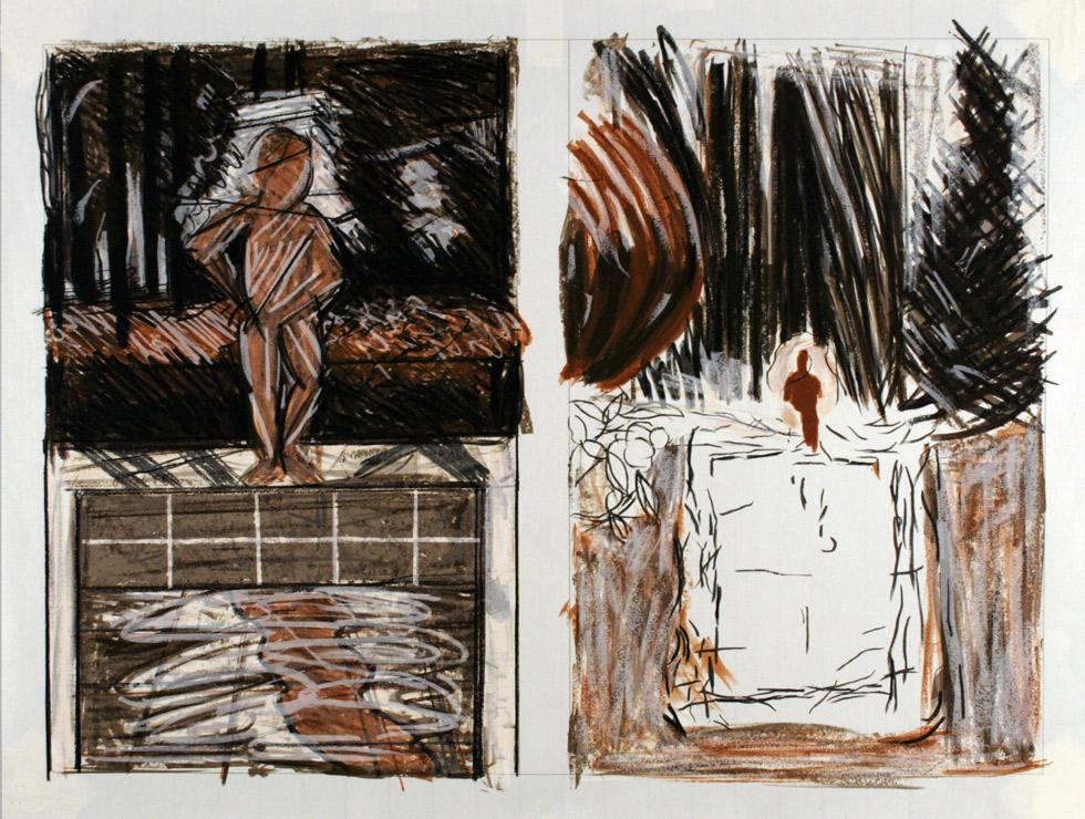 Panel IV (from In the Garden #40‐suite of 4), 1983,  Jennifer Bartlett (American, b. 1941), woodcut and silkscreen,  22.875” x 30.125” (58cm x 76.5cm), published by Brooke Alexander Editons, Inc., NYC, KMA  84.011D.i3