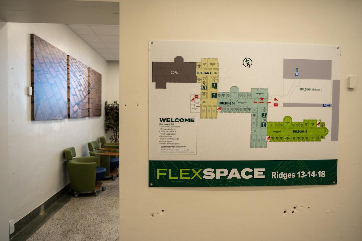 Flexspace map in a hallway
