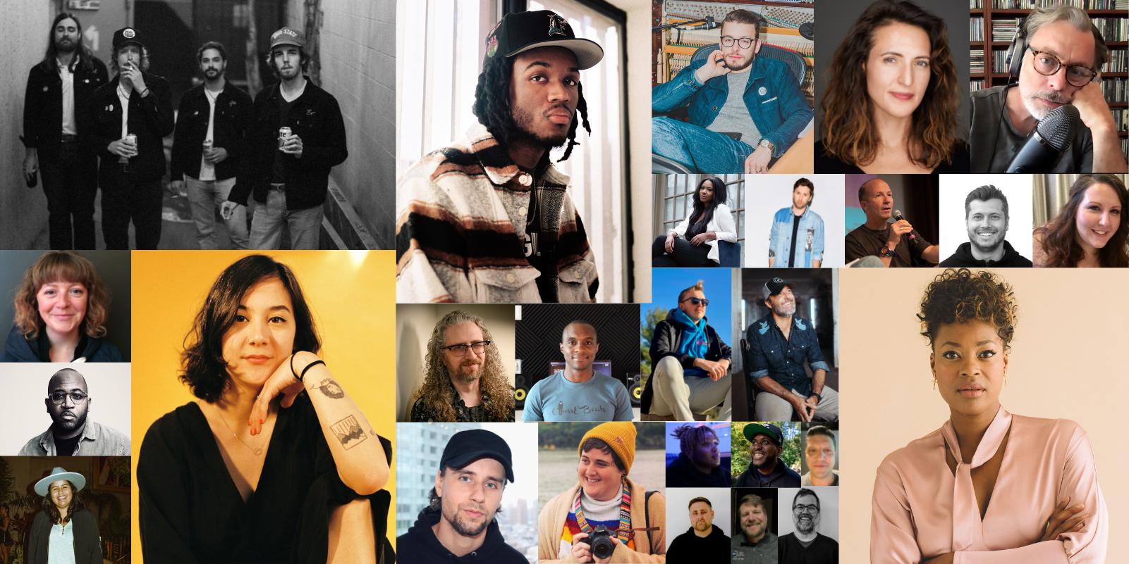 Collage of headshots of various Music Industry Summit speakers