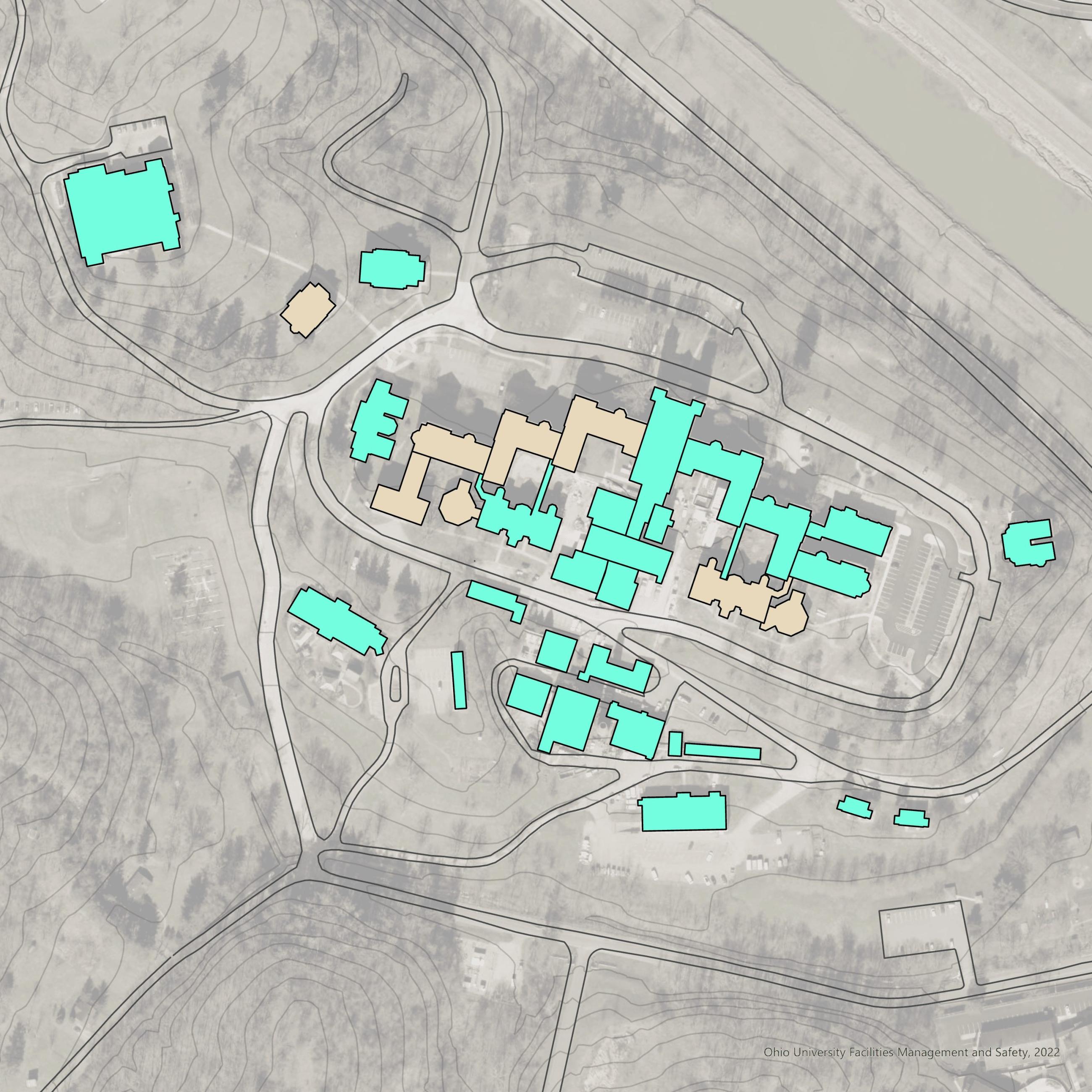 A map of buildings at The Ridges displays those that are occupied