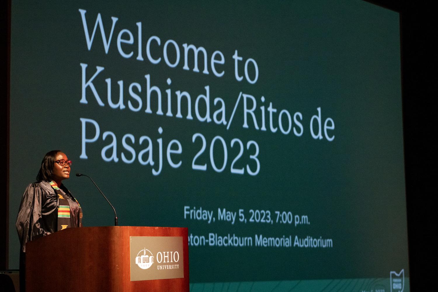 Speaker at the Kushinda/Ritos de Pasaje ceremony. 