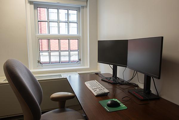 A private, individual workspace at the Lindley Hall FlexSpace.